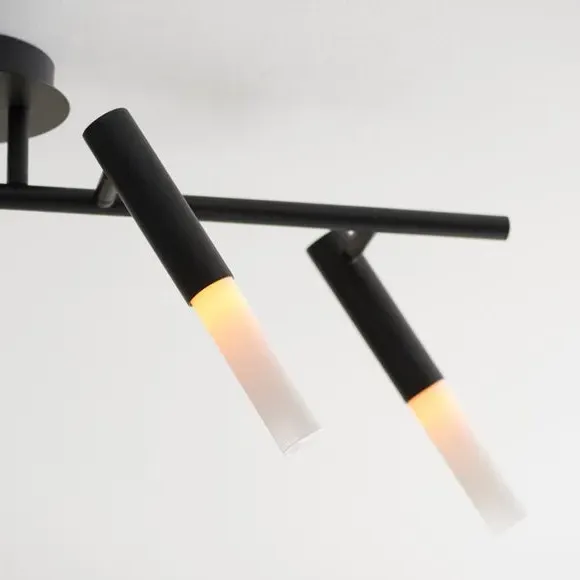 4-Light Semi Flush Ceiling Light - Black, Metal