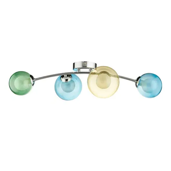 4-Light Semi Flush Ceiling Light - Chrome, Metal