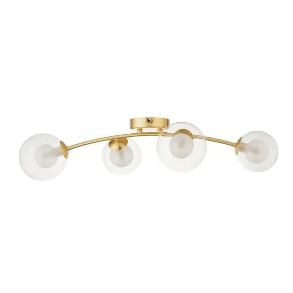 4-Light Semi Flush Ceiling Light - Gold, Metal