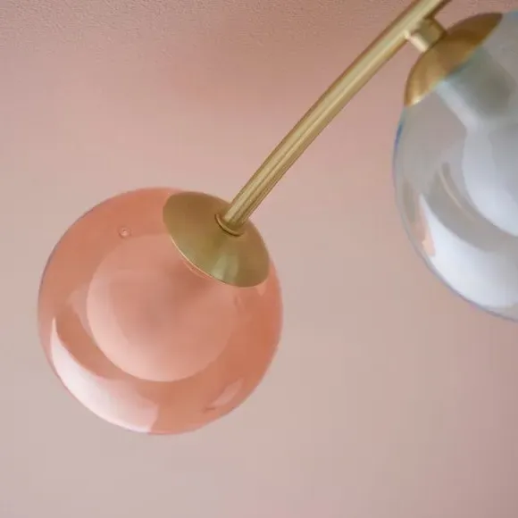 4-Light Semi Flush Ceiling Light - Metal & Glass