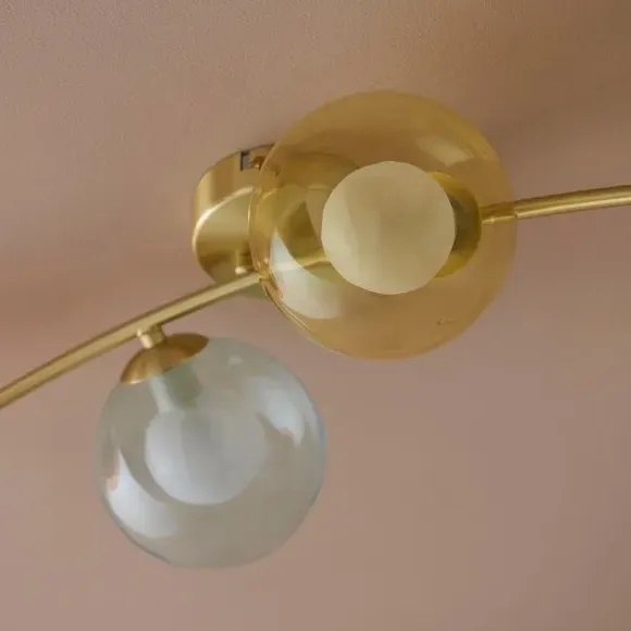 4-Light Semi Flush Ceiling Light - Metal & Glass