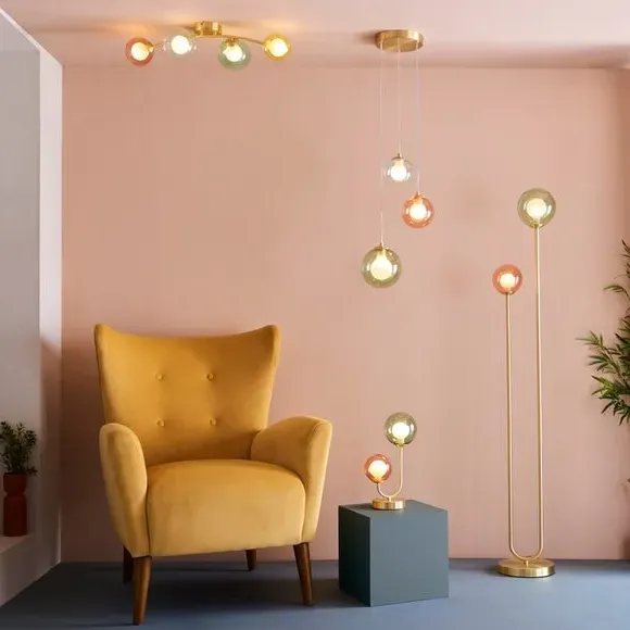 4-Light Semi Flush Ceiling Light - Metal & Glass