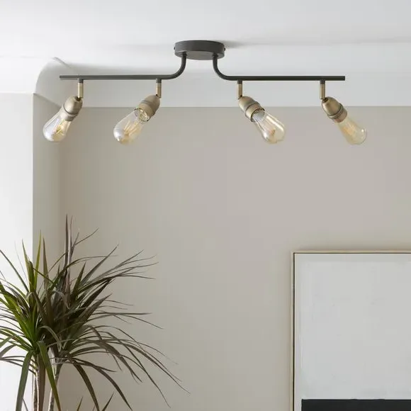 4-Light Semi Flush Spotlight Bar - Black
