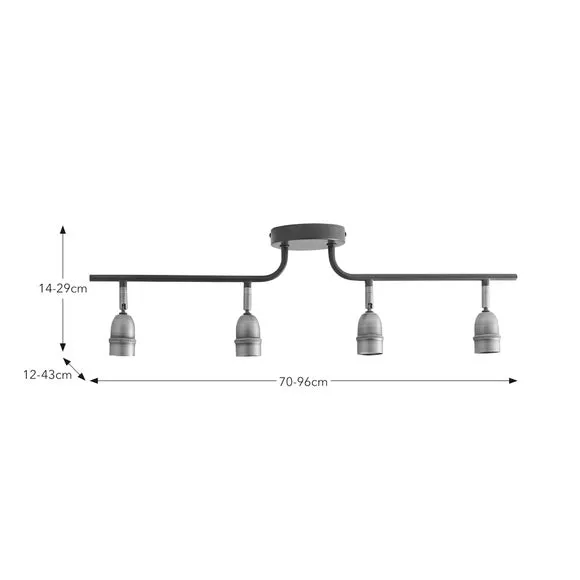 4-Light Semi Flush Spotlight Bar - Black