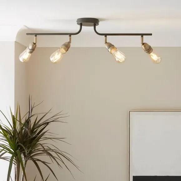 4-Light Semi Flush Spotlight Bar - Black image