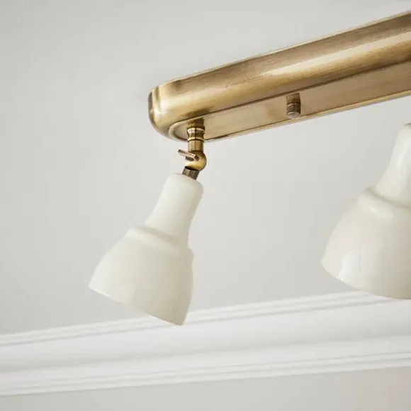 4-Light Semi Flush Spotlight Bar - Brass, Metal
