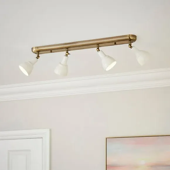 4-Light Semi Flush Spotlight Bar - Brass, Metal image