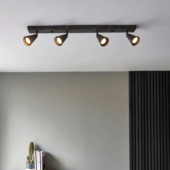 4-Light Semi Flush Spotlight Bar - Bronze