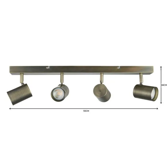 4-Light Semi Flush Spotlight Bar - Bronze