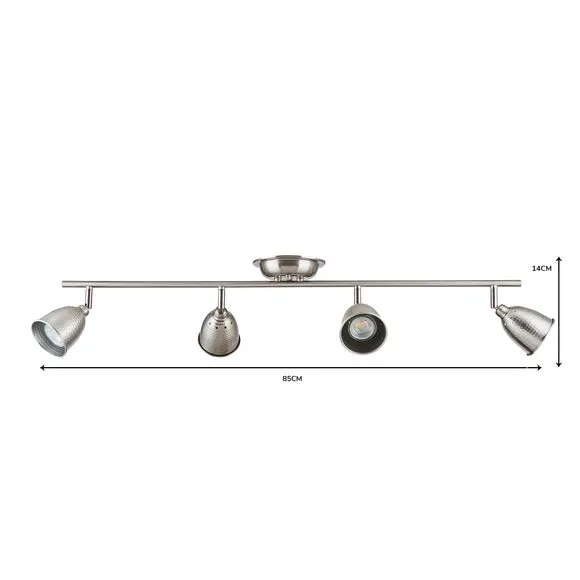 4-Light Semi Flush Spotlight Bar - Chrome