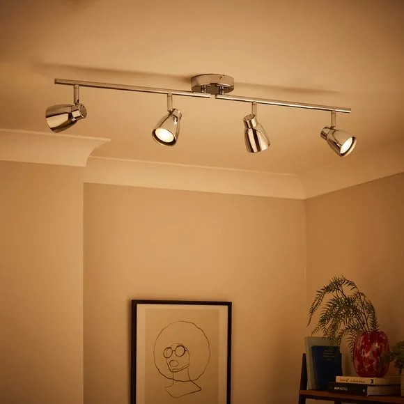 4-Light Semi Flush Spotlight Bar - Chrome
