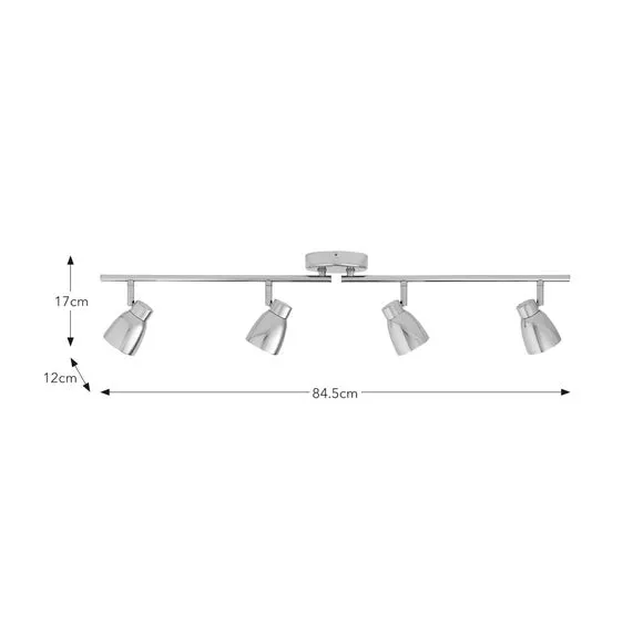 4-Light Semi Flush Spotlight Bar - Chrome