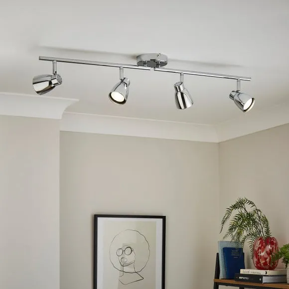 4-Light Semi Flush Spotlight Bar - Chrome image