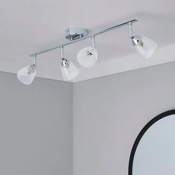 4-Light Semi Flush Spotlight Bar - Clear, Glass