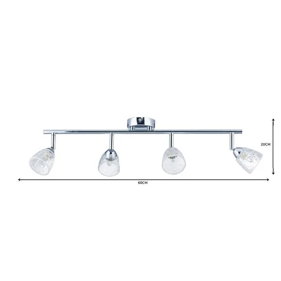 4-Light Semi Flush Spotlight Bar - Clear, Glass