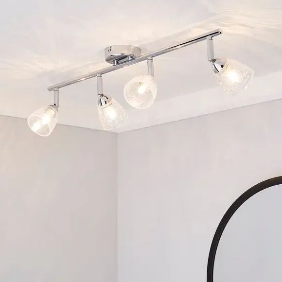 4-Light Semi Flush Spotlight Bar - Clear, Glass image