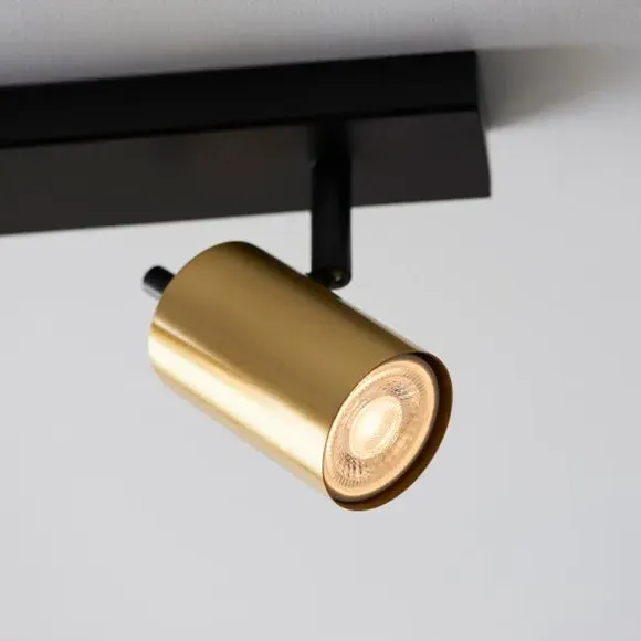 4-Light Semi Flush Spotlight Bar - Gold, Metal