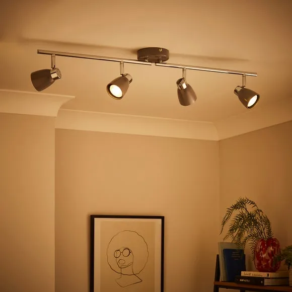 4-Light Semi Flush Spotlight Bar - Grey