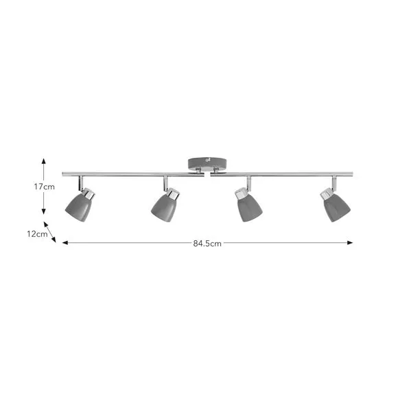 4-Light Semi Flush Spotlight Bar - Grey
