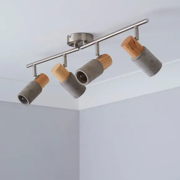 4-Light Semi Flush Spotlight Bar - Grey, Concrete