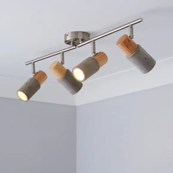 4-Light Semi Flush Spotlight Bar - Grey, Concrete image