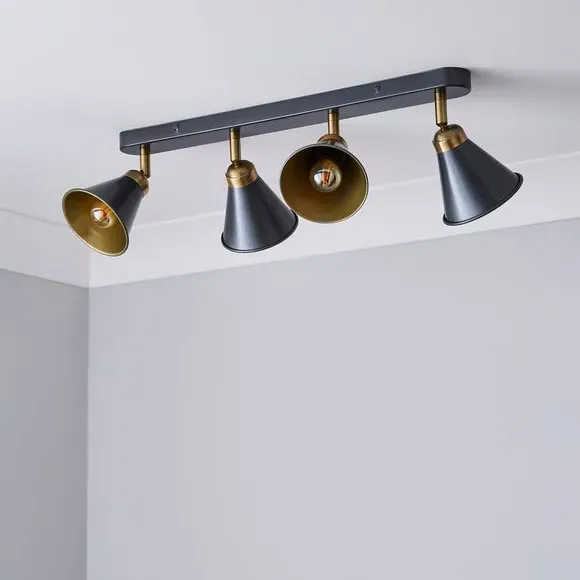 4-Light Semi Flush Spotlight Bar - Grey