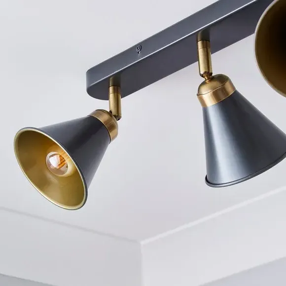 4-Light Semi Flush Spotlight Bar - Grey
