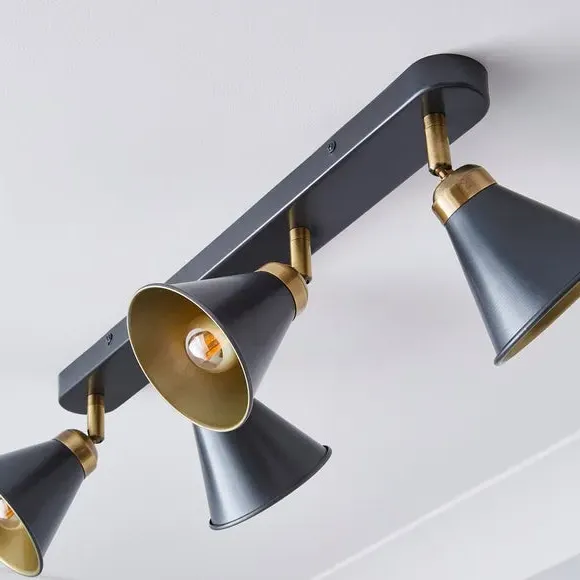 4-Light Semi Flush Spotlight Bar - Grey