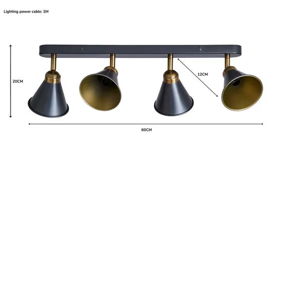 4-Light Semi Flush Spotlight Bar - Grey