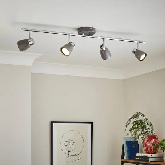 4-Light Semi Flush Spotlight Bar - Grey