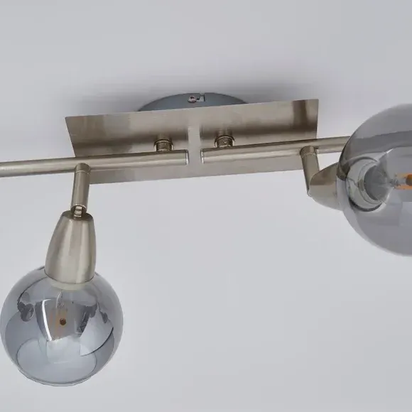 4-Light Semi Flush Spotlight Bar - Nickel, Glass