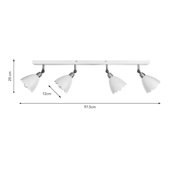 4-Light Spotlight Bar Adjustable - Ivory, Metal