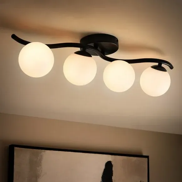 4-Light Spotlight Bar Modern Design - Black, Metal