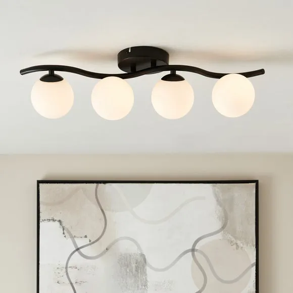 4-Light Spotlight Bar Modern Design - Black, Metal