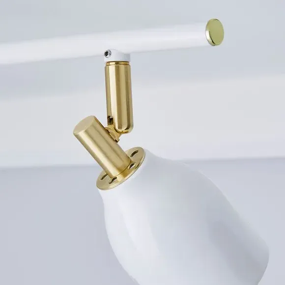 4-Light Spotlight Bar Semi Flush - White, Metal