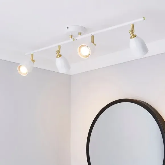 4-Light Spotlight Bar Semi Flush - White, Metal image
