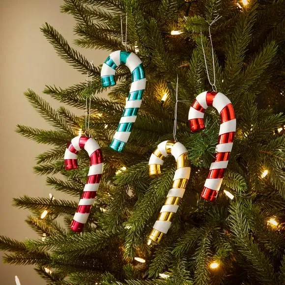 4-Pack Candy Cane Hanging Decorations - Multicolor image