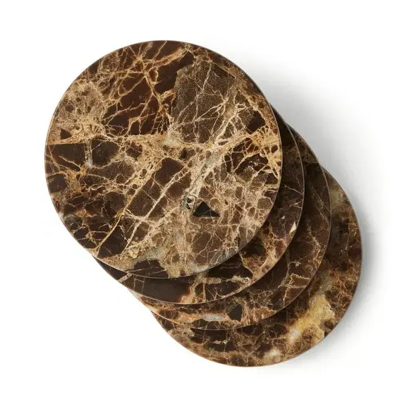 4-Pack Coaster Set - Brown, Marble