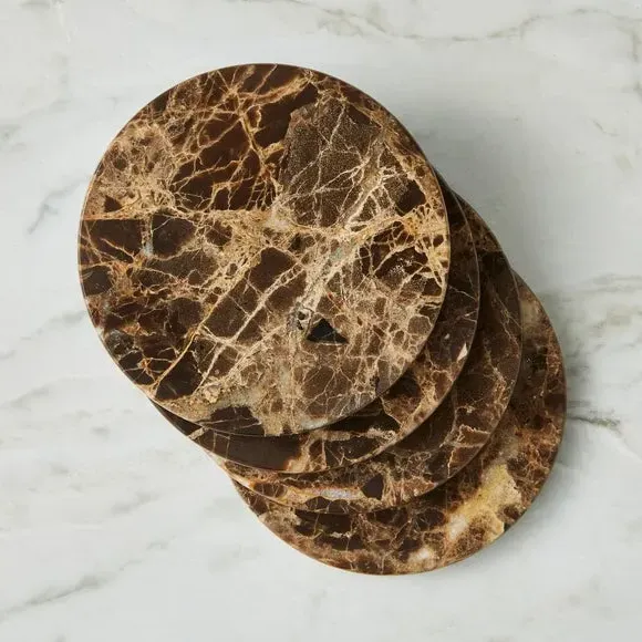 4-Pack Coaster Set - Brown, Marble image