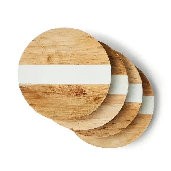 4-Pack Coasters - Natural, Wood and Resin