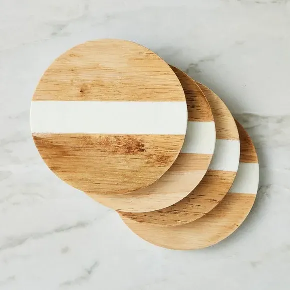 4-Pack Coasters - Natural, Wood and Resin