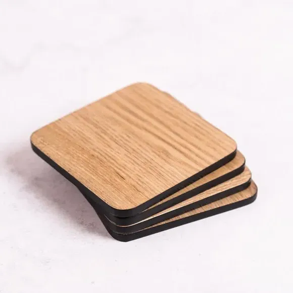 4-Pack Coasters with Painted Edge - Black, Wood image