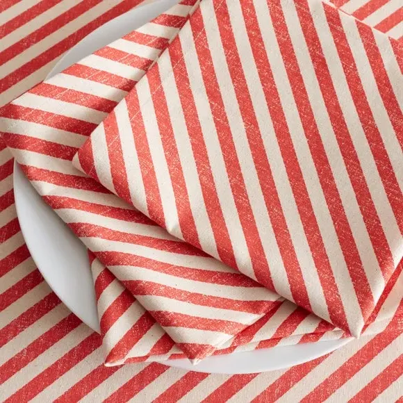 4-Pack Napkins Candy Cane Stripe - Red, Cotton