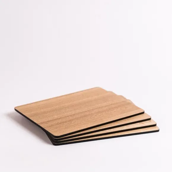 4-Pack Placemats - Black, Wood Veneer