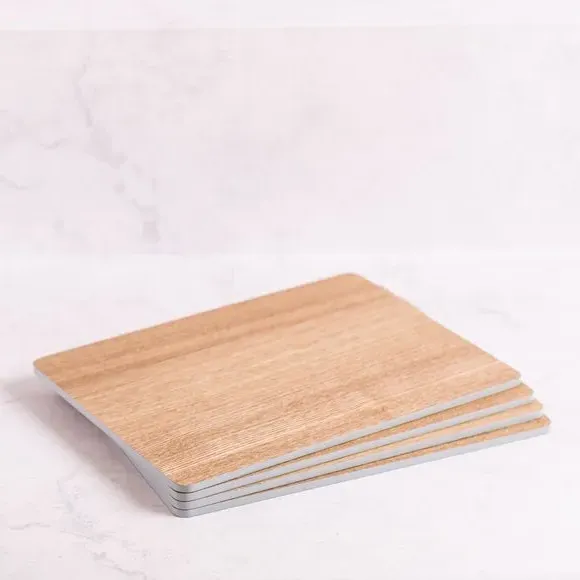 4-Pack Placemats - Grey, Wood Veneer