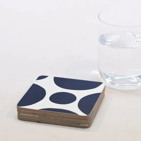 4-Pack Spot Coasters with Cork Back - Navy image