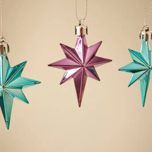 4-Pack Star Decorations - Purple & Blue, Glossy