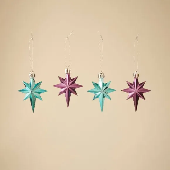 4-Pack Star Decorations - Purple & Blue, Glossy
