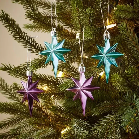 4-Pack Star Decorations - Purple & Blue, Glossy image