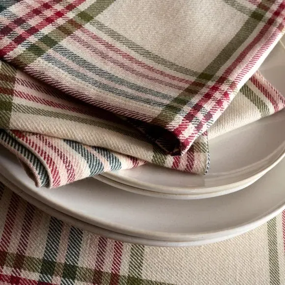 4-Pack Tartan Napkins - Red, Cotton